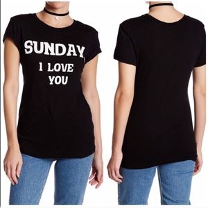 NEW Wildfox Sunday I Love You Tee Black Crewneck Short Sleeve Shirt  762